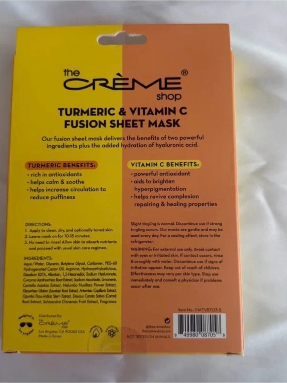 The Crème Shop Turmeric & Vitamin C Fusion Sheet Mask (5 Pack)